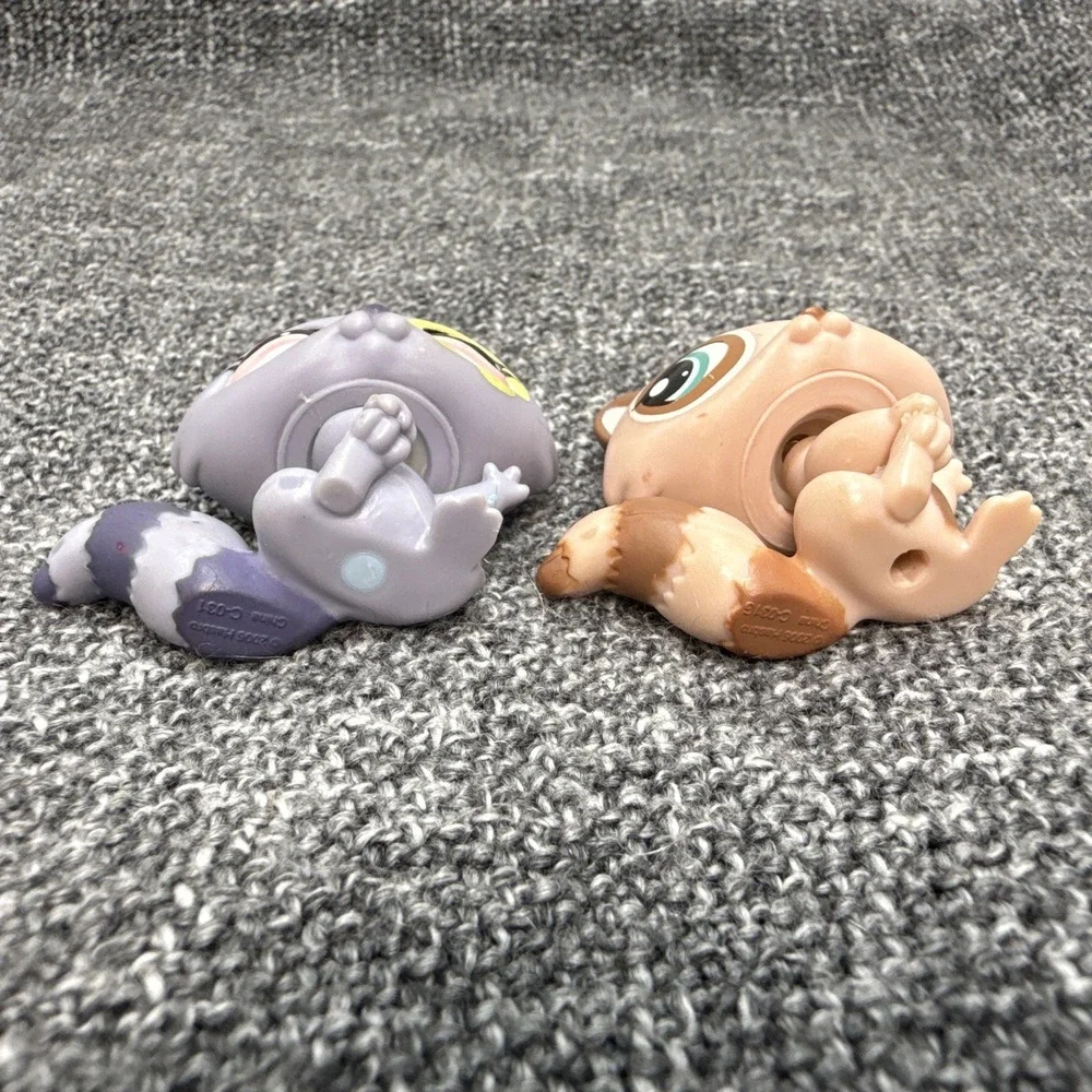 Littlest Pet Shop LPS #597 Raccoon & #1409 Raccoon 2006 Vtg